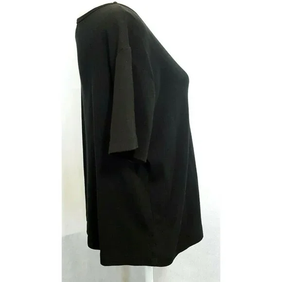 In Focus Womens Top Size XXL Short Sleeved Sequined American Flag Knit Black - Picture 6 of 7